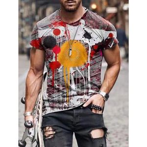 Mens T-shirt Moda Tees Tops Uomo Estate Treet Casual Pittura astratta Stampa Manica corta Magliette Abbigliamento maschile 2021331D