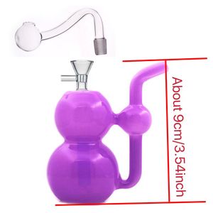 Atacado Mini Gourd Hookah Colorido Roxo Mais Novo Perc Beaker Glass Water Dab Rig Bong com 10mm Masculino Queimador de Óleo ou Tigela para Fumar Tabaco