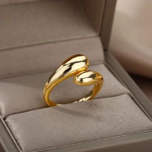 Chunky Open Rings for Women Gold Silver Adjustable Dome Teardrop Rings Bold Thick Statement Rings Simple Stackable Band Rings