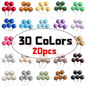 Cake Tools 20Pcs Balls Toppers Metal Silver Gold 2-4cm Different Size Colorful For Brithday Wedding Christmas Decor