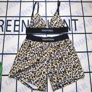 Designer Bikini Leopard Bra Shorts Set Sexy V Neck Underwear Womens Swim Trunk Moda Crop Tops Quatro Colors2068