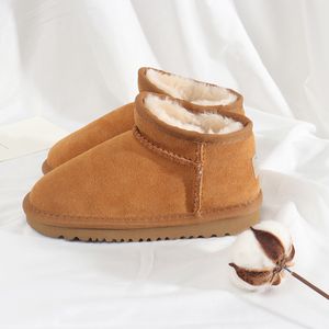 Moda quente crianças botas de neve de inverno casual clássico camurça sapatos baixos botas de bebê crianças