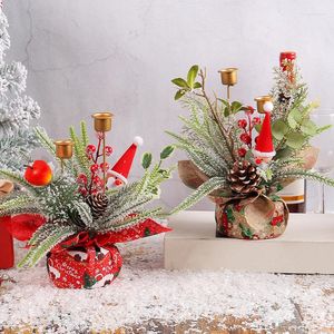 Posiadacze świec świąteczny uchwyt świąteczny przyjęcie wakacyjna dekoracja stolika sztuczna girland do świecznika roku prezenty ornament