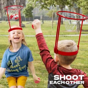 Palloncini per feste Confezione da 2 pezzi Head Hoop Gioco di basket per bambini e adulti Fascia a rete regolabile per carnevale con 20 palline 231007