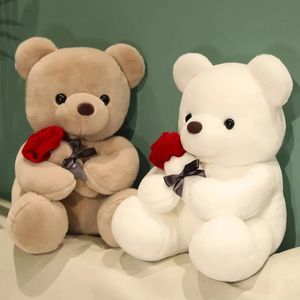 Plush dockor Valentines Day Teddy Bear Doll Toy Confession Rose Flower Hug Panda For Girl Friend Worldwide Gift 231007