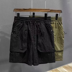 Shorts masculinos americano retro exército verde casual ferramentas verão solto reto de secagem rápida praia calças de cinco pontos roupas masculinas