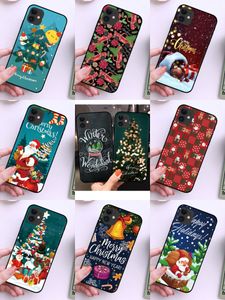 Xmas Santa Claus Cases For Iphone 15 14 Plus Pro Max 13 12 11 XS MAX XR X 8 7 6 Reindeer Happy New Year Merry Christmas Gift Hat Tree Bell Snow Snowman Soft TPU Phone Cover