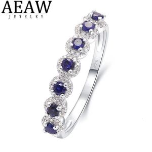 Solitaire Ring AEAW 10K White Gold lab Sapphire 021ct 015ct for Women Handmade Engagement Bride Anniversary Gift Fine Jewelry 231007