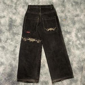 Mäns jeans streetwear jnco y2k hip hop designer jeans tecknad grafisk tryck vintage baggy svarta byxor jnco jeans män kvinnor hög midja breda benbyxor 331 375