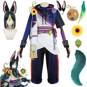 Game Genshin Impact Tighnari Cosplay Costume Suit Tail with Ears Accessories Halloween Carnival Clothes Animecosplay