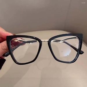 Solglasögon Black Square Leopard Print Computer Eyewear Cat Eye Glasses Women Frame Anti Blue Light Strålning