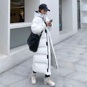 Frauen Trenchcoats Mode Dicke Warme Mit Kapuze Parka Schwarz Weiß Baumwolle Jacken Lange Daunenjacke Mantel Winter Koreanische Übergroßen
