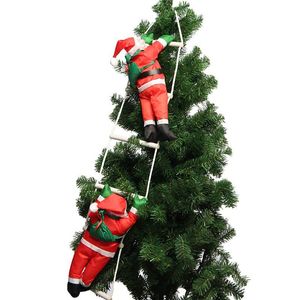 Santa Claus Climbing on Rope Ladder Christmas Ornament for Xmas Tree Indoor Outdoor Hanging Ornament Decor Party Home Door Wall Decoration