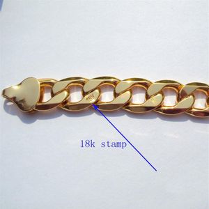 18 k Katı Goldgf otantik kaplama 18 K damgalı 10mm ince kaldırım Küba Bağlantı Zinciri Kolye Erkekler 600mm253t