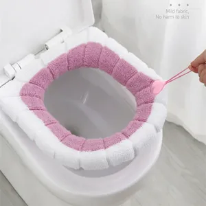 Toilet Seat Covers Universal Cushion Thick Plush O-shaped Cover Double-color With Handle Nordic Bathroom Accessories