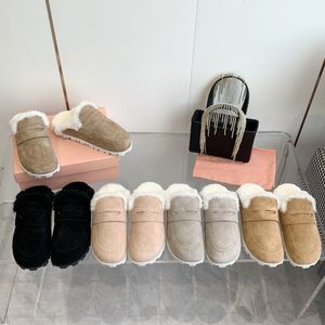 2023 Sonbahar ve Kış Yeni Altın Paraları Baotou Terlik Kadın Kalın Sole Saç Pasası Boken Ayakkabı Yün Düz Saç Terlik Kadın Gelgit