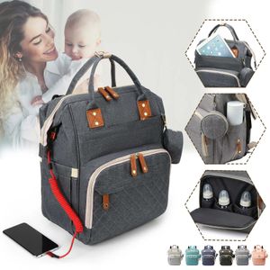 Sacos de fraldas Saco de bebê mochila multifuncional múmia à prova d'água com design USB para viagens grandes maternidade mudando 231007