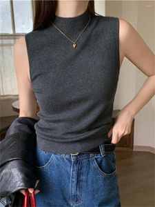 Damenpullover Alien Kitty Bottoming OL Ärmellos Mock Neck Slim-Fit All Match Herbst 2023 High Street Skinny Strick Chic