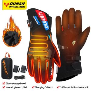 Fem fingrarhandskar Duhan Motorcykelvärmehandskar Batteridrivna Moto Guantes Vintertäta ridhandskar Utomhus Keep Warm Guantes Para Moto 231007