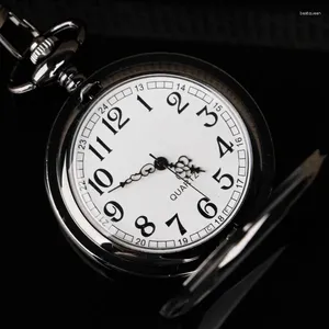 Pocket Watches Black Quartz Watch Necklace Simple Style Hundred Matching Decorations High Quality Clock Pendant Men Women Christmas Gift