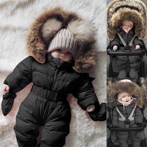 다운 코트 겨울 유아 아기 소녀 롬퍼 재킷 후드 좋은 점프 슈트 따뜻한 두꺼운 복장 roupas de 아기 유아 의류 아웃웨어 231007