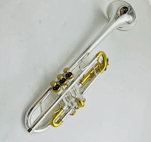 Trumpet C Tune Silver Brass Plated Professional Trumpet Musical Instruments with Case Free Shipping