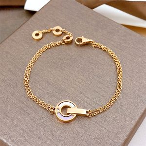 Treasure Light Luxury, European and American Fashion New Coin Bracelet, Copper Coin Round Cake, Small Number Titanium Steel Rose Gold, Colorless Handpiece