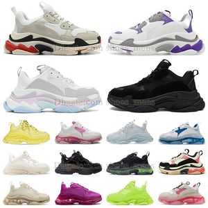 Multicolor Designer 17FW Triple S Men Women Casual Shoes sneakers platform Tan clear sole black white grey red pink blue Royal Neon Green mens trainers sports shoe