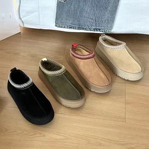 Tazz Tasman Slippers 불쾌한 패션 슈즈 부츠 밤나무 검은 색 황갈색 숯 모피 슬라이드 클래식 울트라 미니 플랫폼 부츠 슬립 온 겨울 35-43