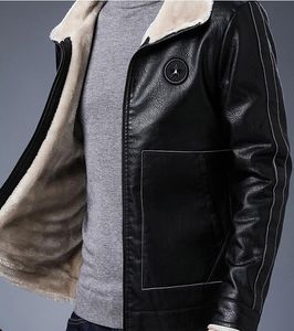 Wholesale PU Leather Jacket Mens Winter Cashmere Fur Coat Motorcycle Jackets Waterproof Windproof Black Brown Outerwear Tops