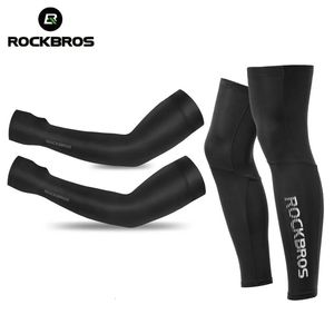 Elbow Knee Pads ROCKBROS Suncreen Camping Arm Sleeve Cycling Basketball Arm Warmer Sleeves UV Protect Men Sports Safety Gear Leg Warmers Cover 231007