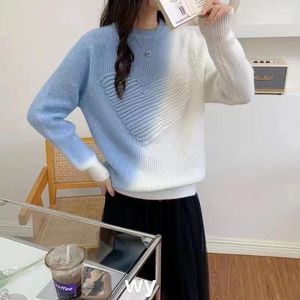 Kadın Sweaters Japon Vintage Gradyan Külot O Boyun Süvari Kadınlar Sonbahar Gevşek Tembel Yumuşak Glutinous Rüzgar Uzun Kollu Örme