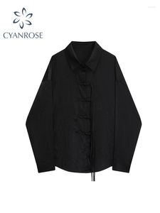 Women's Blouses 2023 Women Black Gothic Shirts And Harajuku Y2k 2000s Chinese Style Vintage Elegant Long Sleeve Shirt Top Clothes Autumn