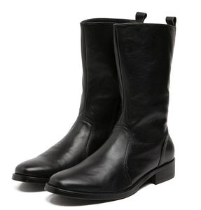 Bequeme kniehohe schwarze Winterstiefel mit Reißverschluss für Herren, lässige Botas, echtes Leder, Herren-Motorradstiefel, formelle Designer-Schuhe