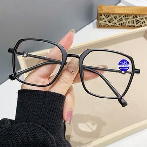 Okulary przeciwsłoneczne czytanie okularów dla kobiet kwadratowe okulary presbyopowe luksusowy styl daleki widok okulisty 1.0 do 4.0 Anti Blue Light Gafas