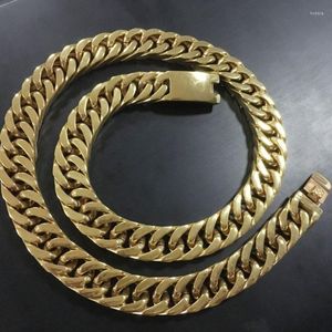 Ketten Edelstahl Cuban Link Kette Halskette für Männer 15mm Breite Großhandel Gold Farbe Männer Jungen Schmuck Geschenke