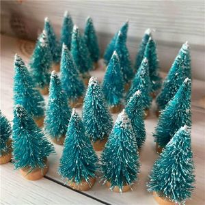 Decorações de Natal 12 Pcs Mini Árvore Sisal Cedro de Seda Decoração de Casa Pequena Santa Neve Frost Village House 2024 Ano Noel Suprimentos Navidad