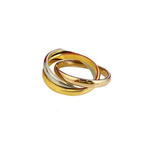 Carttiers ringdesigner smycken kvinnor original kvalitet trinity ring tre färg ring mode trend rostfritt stål titan stål 18k rosguld ring