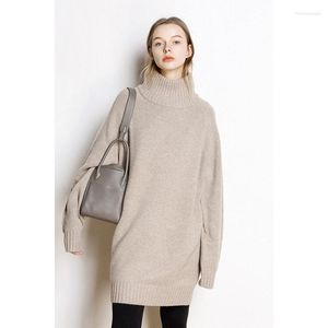 Suéter feminino preguiçoso sênior 100 puro montanha cashmere suéter redondo pescoço solto grosso longo