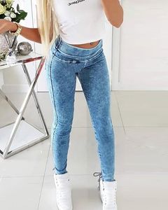 Women's Jeans Y2K Pants 2023 Autumn Fashion Casual High Street Waist Elastic Eyelet Lace-Up Skinny Basic Versatile