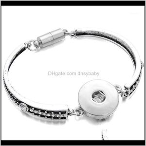 Charm Jewelry 18Mm Snap Buttons Bracelet Whole Flowers Carved Vintage Magnetic Bracelets For Women Men Ptu7R1934