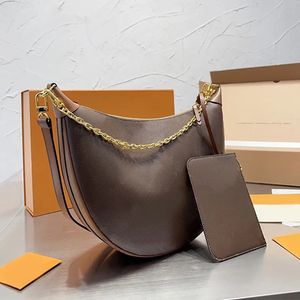 Hobo Döngü Çantası Kadın Tasarımcı Crossbody Çanta Çantası Kruvasan Zincir Çantalar Yarım ay kolunlu koltuklar cüzdanlar büyük kapasiteli kılıflar çıkarılabilir fermuar kahverengi omuz