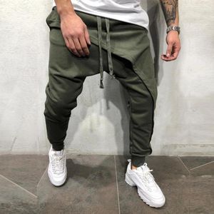 Calças masculinas Bottoms Homens Harem Low Crotch Mid-Rise Double Layer Lace-up para uso diário