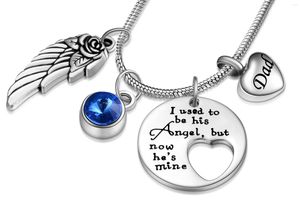 Halsketten mit Anhänger „Ich war früher sein/ihr Engel, jetzt ist er/sie mein“, Medaillon, Flügel, Feuerbestattung, Gedenkstätte, Asche, Urne, Herz-Halskette, Schmuck
