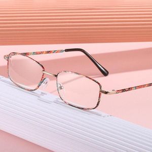 Okulary przeciwsłoneczne przeciw niebieskie lekkie okulary do czytania dla kobiet drukuje metalowe okulary presbyopia elegancka wygodna ochrona przedsiębiorstw