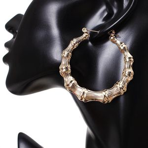 1Pair Punk Large Circle Wedding Hoop Earring for Women Men Jewelry Hyperbole Statement Bamboo Style Earrings E225233R