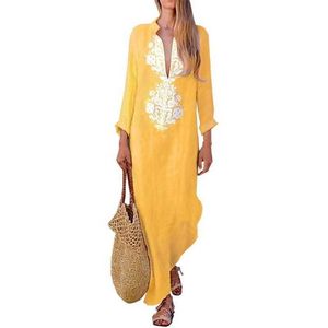 Lasperal Bohemia Maxi Dress Discale Disual V-Dece Women Party Party Beach Sundress Long Rets Tunics Kaftan Q1905132578