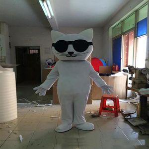 2017 Högkvalitativ härlig Big White Cat Cartoon Doll Mascot Costume 255N