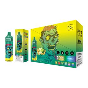 Otantik güneş ateşi 9000 puflar tek kullanımlık vape 0.8ohm örgü bobin 18ml Pod Pil şarj edilebilir elektronik CIGS 9K imini 0% 2% 3% 5% E Sigara RGB Işık 10 Tat 10