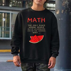 Hoodies masculinos matemática e melancias números de cálculo matemática moletom masculino feminino streetwear crewneck com capuz topos algodão